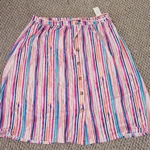 Terra & Sky Button Front Midi Skirt NWT with pockets